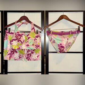 Jantzen Pink and Green Floral Swimwear with Matching Skirt